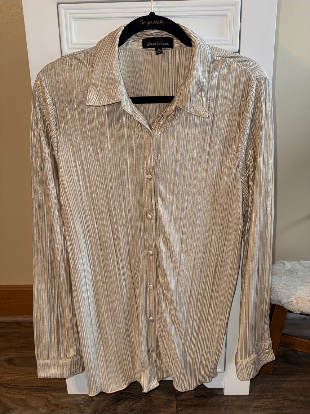 Alison Andrew’s Metallic Button-Down Shirt